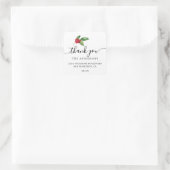 Christmas Holly Berries Vielen Dank Rücksendeadres Quadratischer Aufkleber (Tasche)