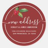 Christmas Holly Berries We've Moved New Address Runder Aufkleber (Vorderseite)