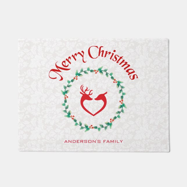 Christmas Holly Berries Wreath Fußmatte (Vorderseite)