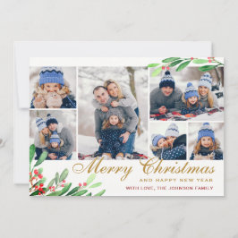 Christmas Holly Berry 6 FOTO Collage Gruß Feiertagskarte