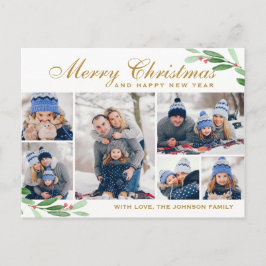 Christmas Holly Berry 6 FOTO Collage Gruß Postkarte
