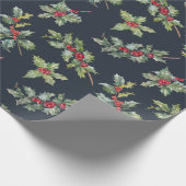 Christmas Holly Berry Branches mit Blätter Geschenkpapier (Ecke)