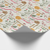 Christmas Holly Berry Cinnamon Orange Red Ribbon Geschenkpapier (Ecke)