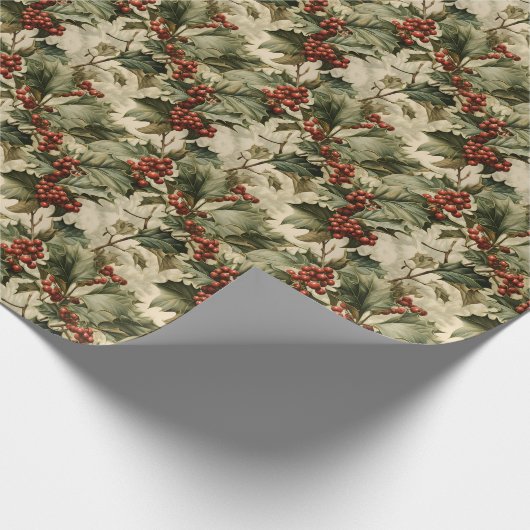 Christmas Holly Berry Geschenkpapier (Ecke)