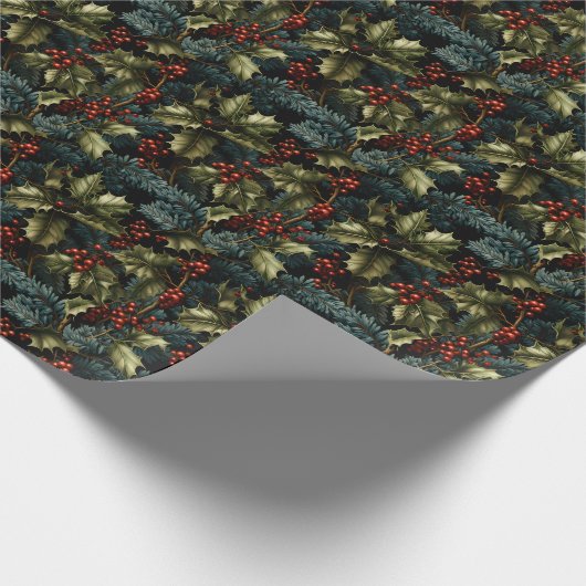 Christmas Holly Berry Geschenkpapier (Ecke)