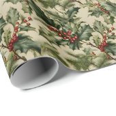 Christmas Holly Berry Geschenkpapier (Rolleneckpunkt)