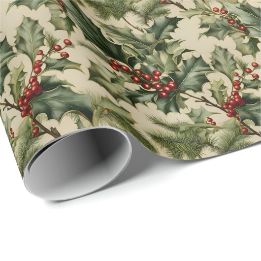 Christmas Holly Berry Geschenkpapier (Rolleneckpunkt)