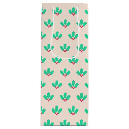 Christmas Holly Berry Geschenktüte Für Weinflaschen (Vorderseite)