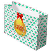 Christmas Holly Berry Große Geschenktüte (Vorderseite Schrägansicht)