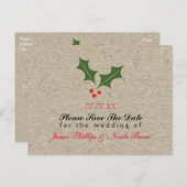 Christmas Holly Berry Holiday Kraft Brown Postcard Postkarte (Vorne/Hinten)