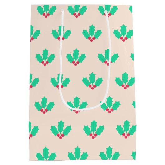 Christmas Holly Berry Mittlere Geschenktüte (Rückseite)