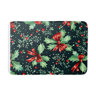 Christmas Holly Berry Pattern Badematte