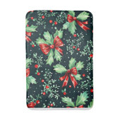 Christmas Holly Berry Pattern Badematte (Vorderseite Vertikal)