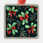 Christmas Holly Berry Pattern Ornament Aus Metall (Vorne)