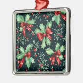 Christmas Holly Berry Pattern Ornament Aus Metall (Links)