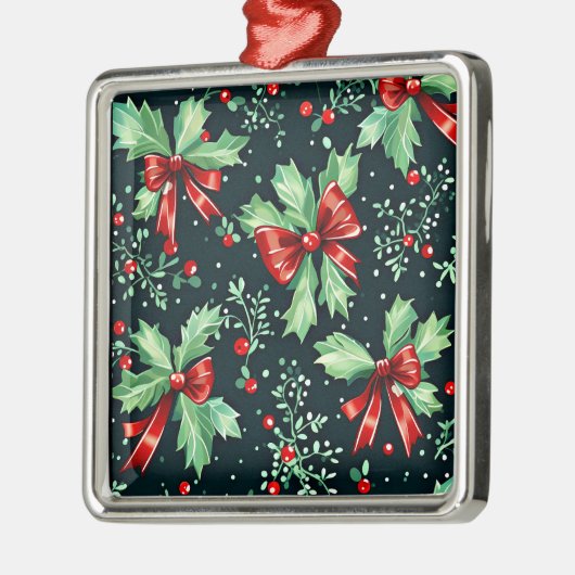 Christmas Holly Berry Pattern Ornament Aus Metall (Links)