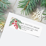 Christmas Holly Berry Rücksendeadresse<br><div class="desc">Chic und elegant Weihnachtswasserbeere mit moderner Schriftart Klassik Rundaufkleber.</div>