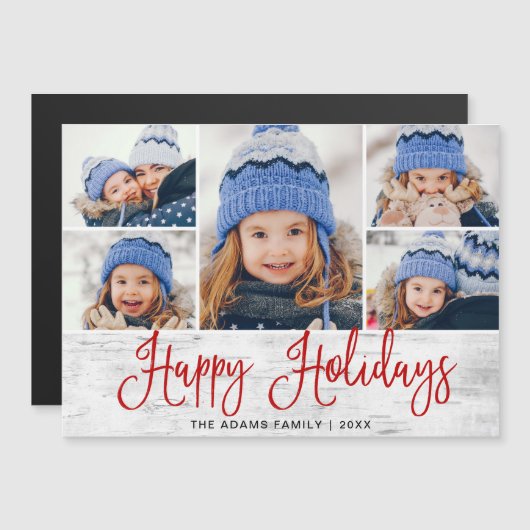 Christmas Holly Berry Rustic 5 FOTO Magnetkarte (Vorne/Hinten)