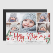 Christmas Holly Berry Rustic 5 FOTO Magnetkarte (Vorne/Hinten)