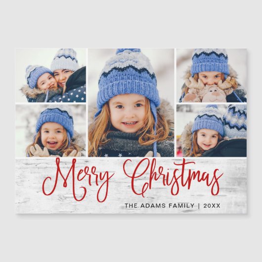 Christmas Holly Berry Rustic 5 FOTO Magnetkarte (Vorderseite)