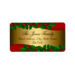 Christmas Holly Blätter Address Labels Adressaufkleber<br><div class="desc">Weihnachtsadressen-Labels. Elegante Holly Verlasse Design.</div>