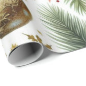 Christmas Holly Blätter und Red Bow auf White Geschenkpapier (Rolleneckpunkt)