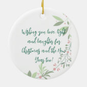 Christmas Holly Botanical Foto Navy Keramik Ornament (Hinten)