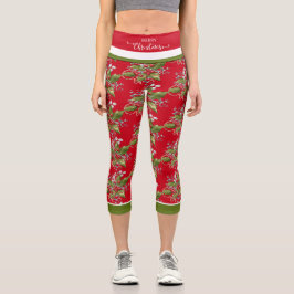 Christmas Holly Branch Leggings