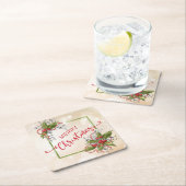 Christmas Holly Branch Rechteckiger Pappuntersetzer (Vor Ort)