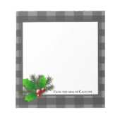 Christmas Holly Buffalo Kariert Personalisiert Not Notizblock (Vorderseite)
