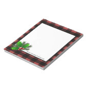 Christmas Holly Buffalo Kariert Personalisiert Not Notizblock (Rotiert)
