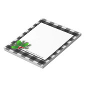 Christmas Holly Buffalo Kariert Personalisiert Not Notizblock (Rotiert)