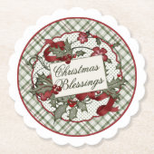 Christmas-Holly-CHRISTMAS-BLESSINGS-Paper Coaster Untersetzer (Vorderseite)