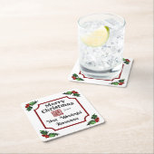 Christmas Holly Custom QR Code Restaurant Rechteckiger Pappuntersetzer (Vor Ort)