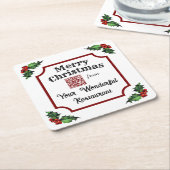 Christmas Holly Custom QR Code Restaurant Rechteckiger Pappuntersetzer (angewinkelt)