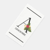 Christmas Holly Elegant Monogram Letter A Serviette (Ecke)