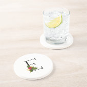 Christmas Holly Elegant Monogram Letter E Round Getränkeuntersetzer (Seite)