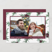 Christmas Holly Family Foto Feiertagskarte (Vorne/Hinten)