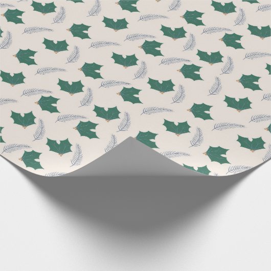 Christmas Holly gift wrap Geschenkpapier (Ecke)