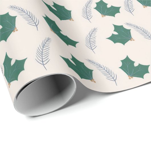 Christmas Holly gift wrap Geschenkpapier (Rolleneckpunkt)
