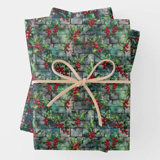 Christmas Holly Graffiti Geschenkpapier Set (Beispiel)
