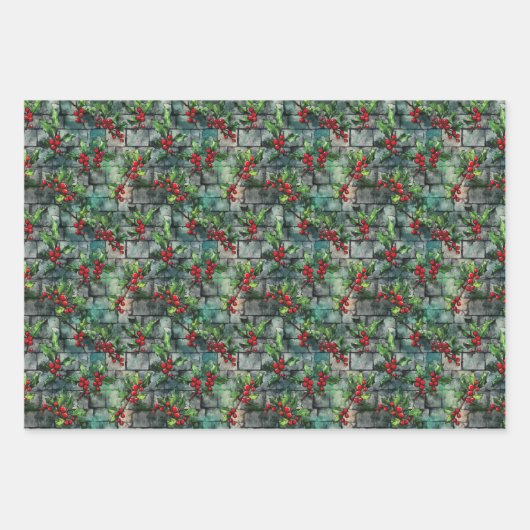 Christmas Holly Graffiti Geschenkpapier Set (Vorderseite)