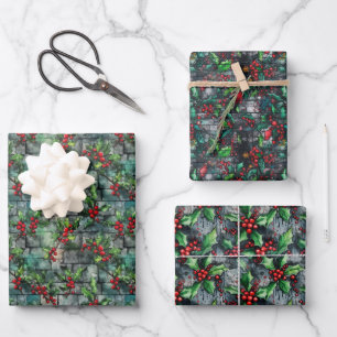 Christmas Holly Graffiti Geschenkpapier Set