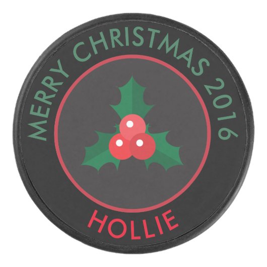Christmas Holly Hockey Puck (Vorderseite)