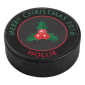 Christmas Holly Hockey Puck (3/4)