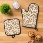 Christmas Holly Holiday Celebration Kitchen Ofenhandschuh & Topflappen-Set (Oben Unten)