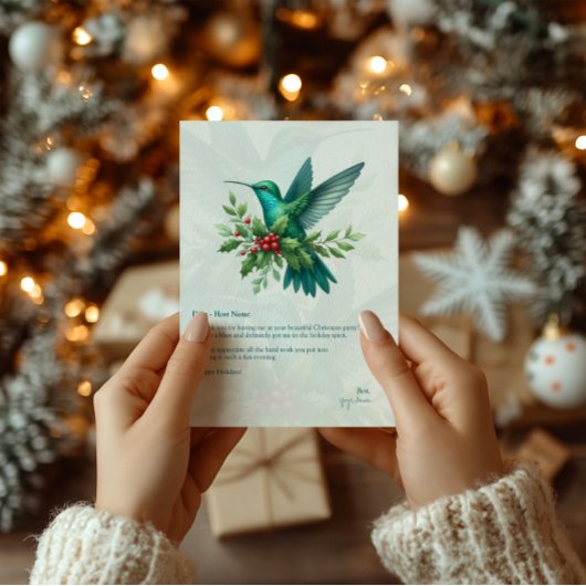 Christmas Holly Hummingbirds Thank You Card Dankeskarte