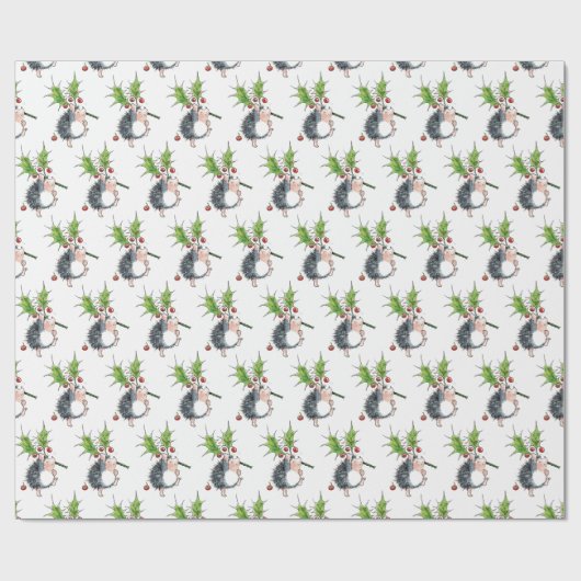 Christmas Holly Igel Geschenkpapier (Flach)