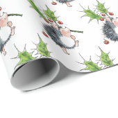 Christmas Holly Igel Geschenkpapier (Rolleneckpunkt)