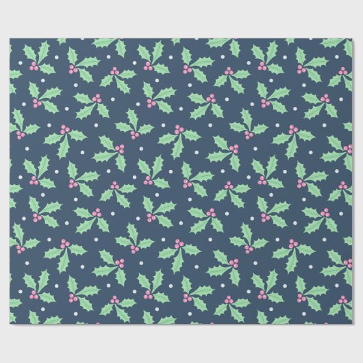 Christmas Holly Ivy Pattern Geschenkpapier (Flach)
